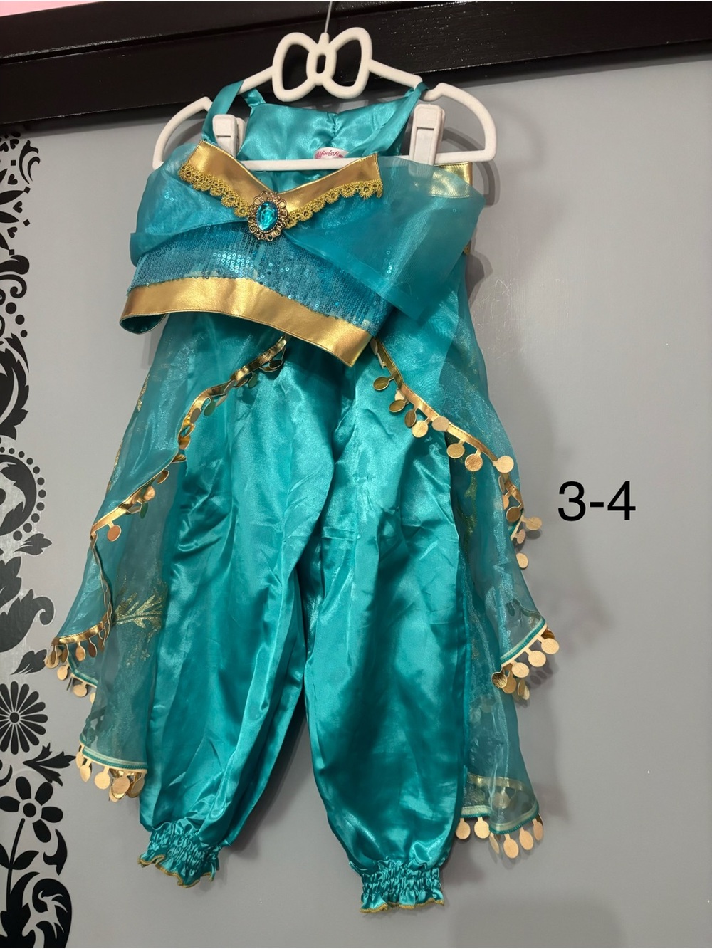 Turquoise & Gold Girls' Princess Costume - 3-4